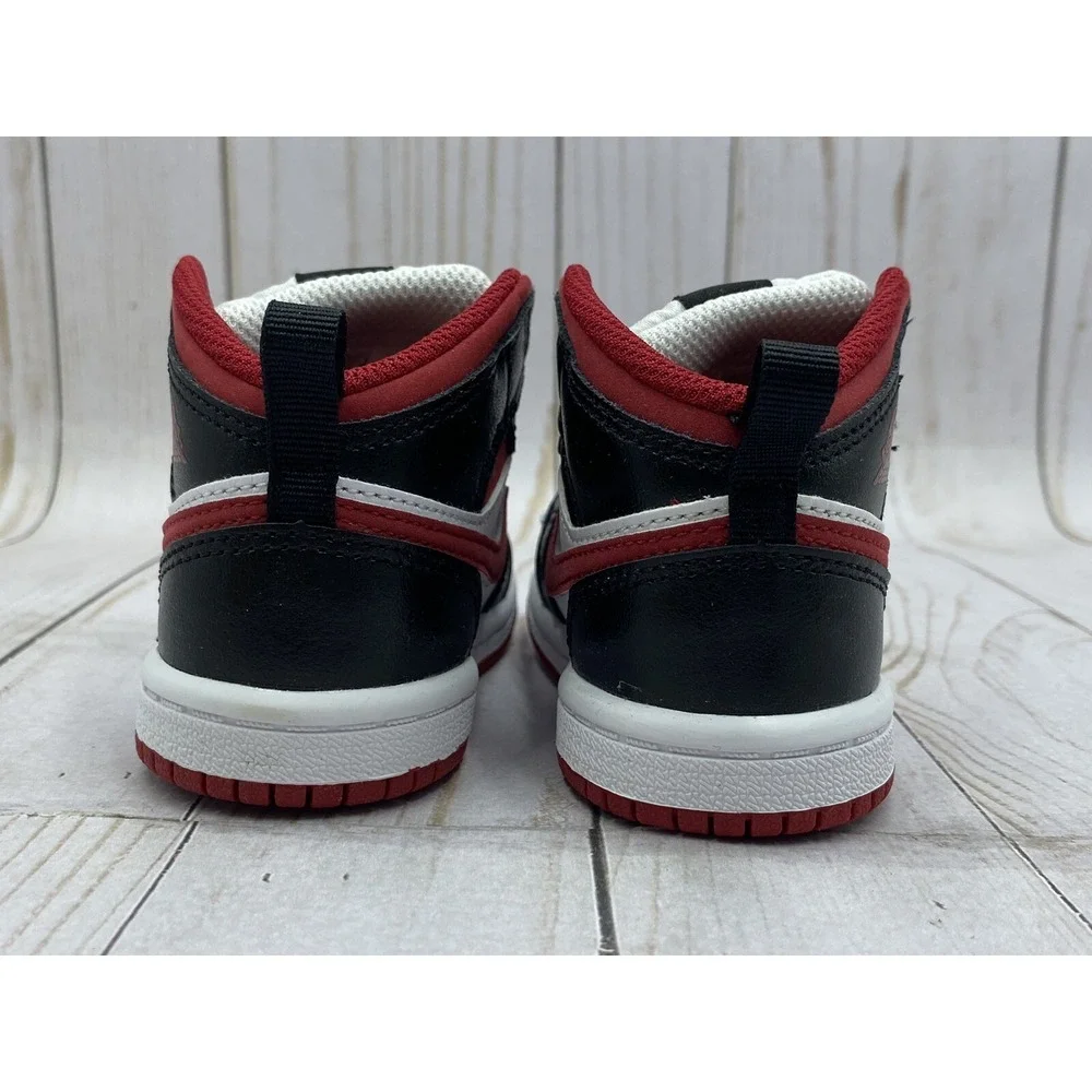 Nike‎ Air Jordan 1 Mid TD Toddler Shoes White Gym Red Black 640735-122 Size 5C